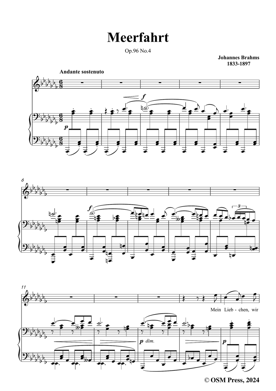 Brahms-Meerfahrt,in a flat minor Piano, Vocal scores gallery preview page 3