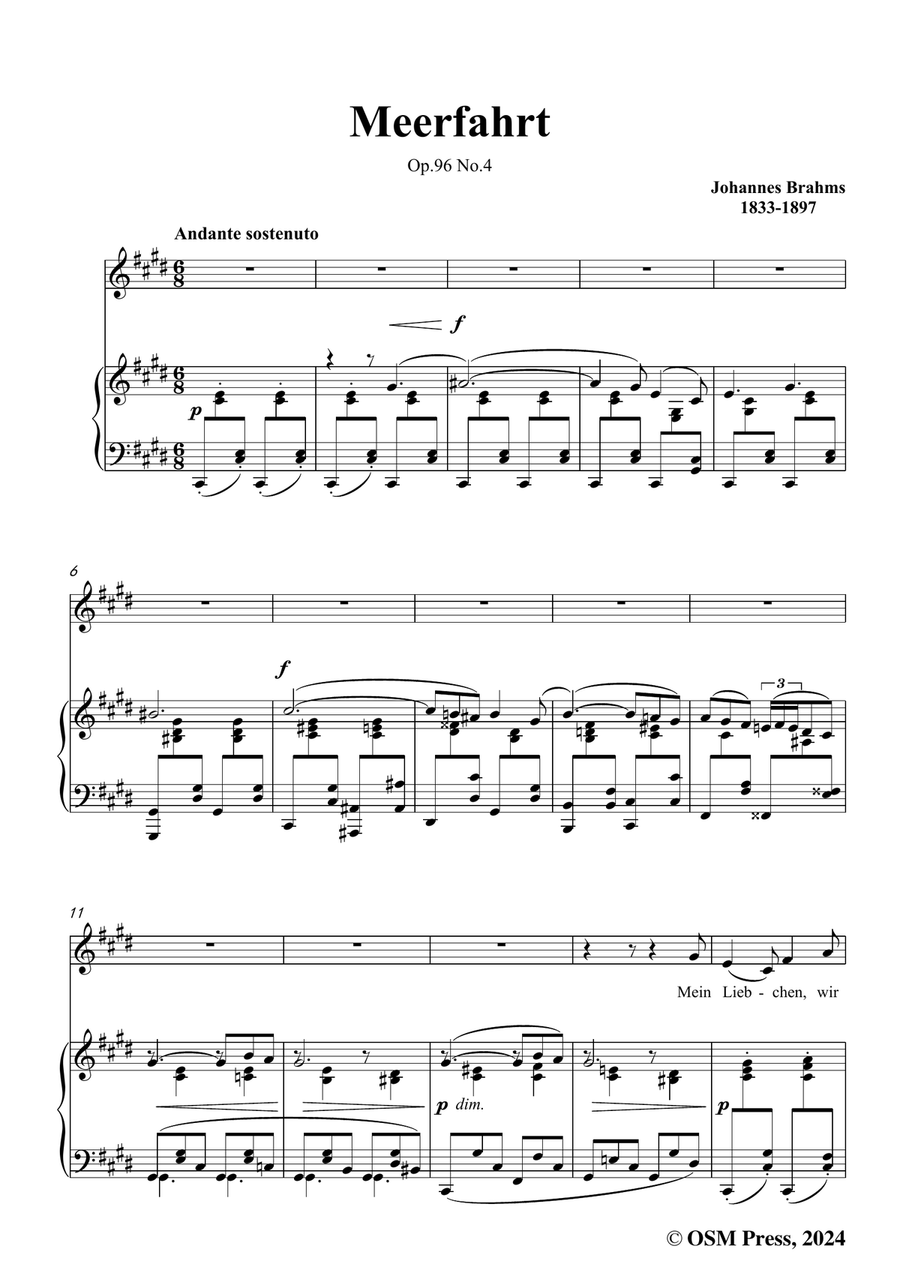 Brahms-Meerfahrt,in c sharp minor Piano, Vocal scores gallery preview page 3