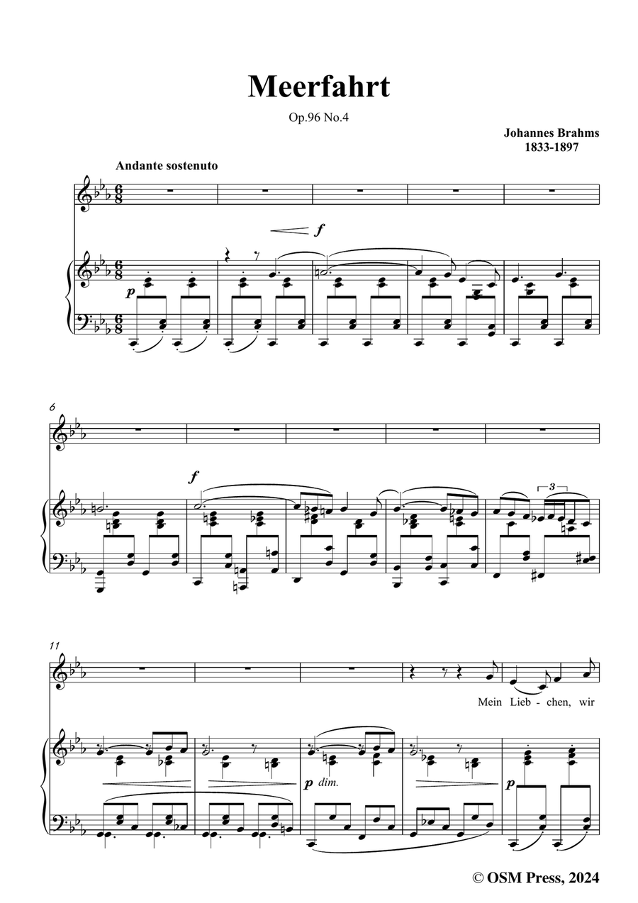 Brahms-Meerfahrt,in c minor Piano, Vocal scores gallery preview page 3