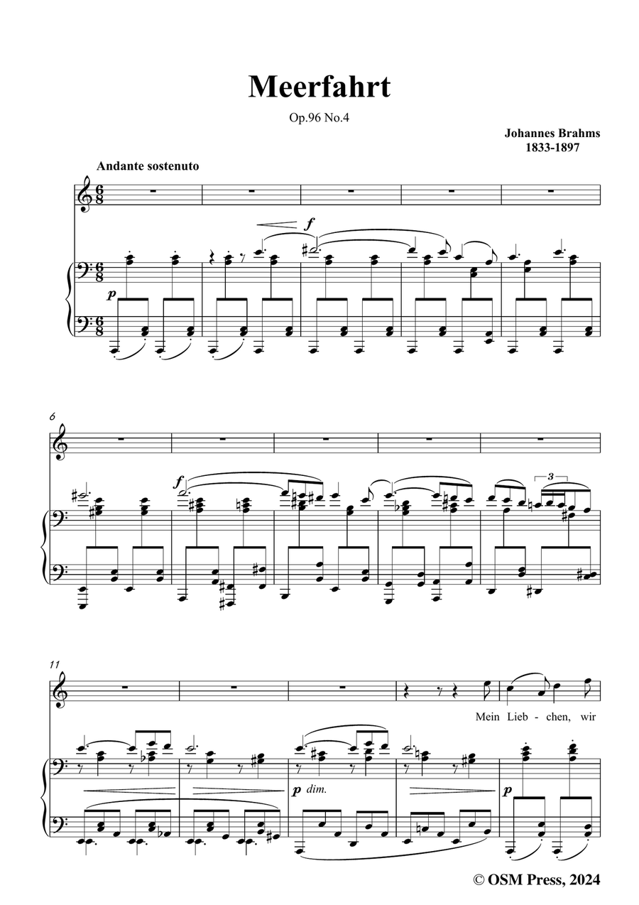 Brahms-Meerfahrt,in a minor Piano, Vocal scores gallery preview page 3