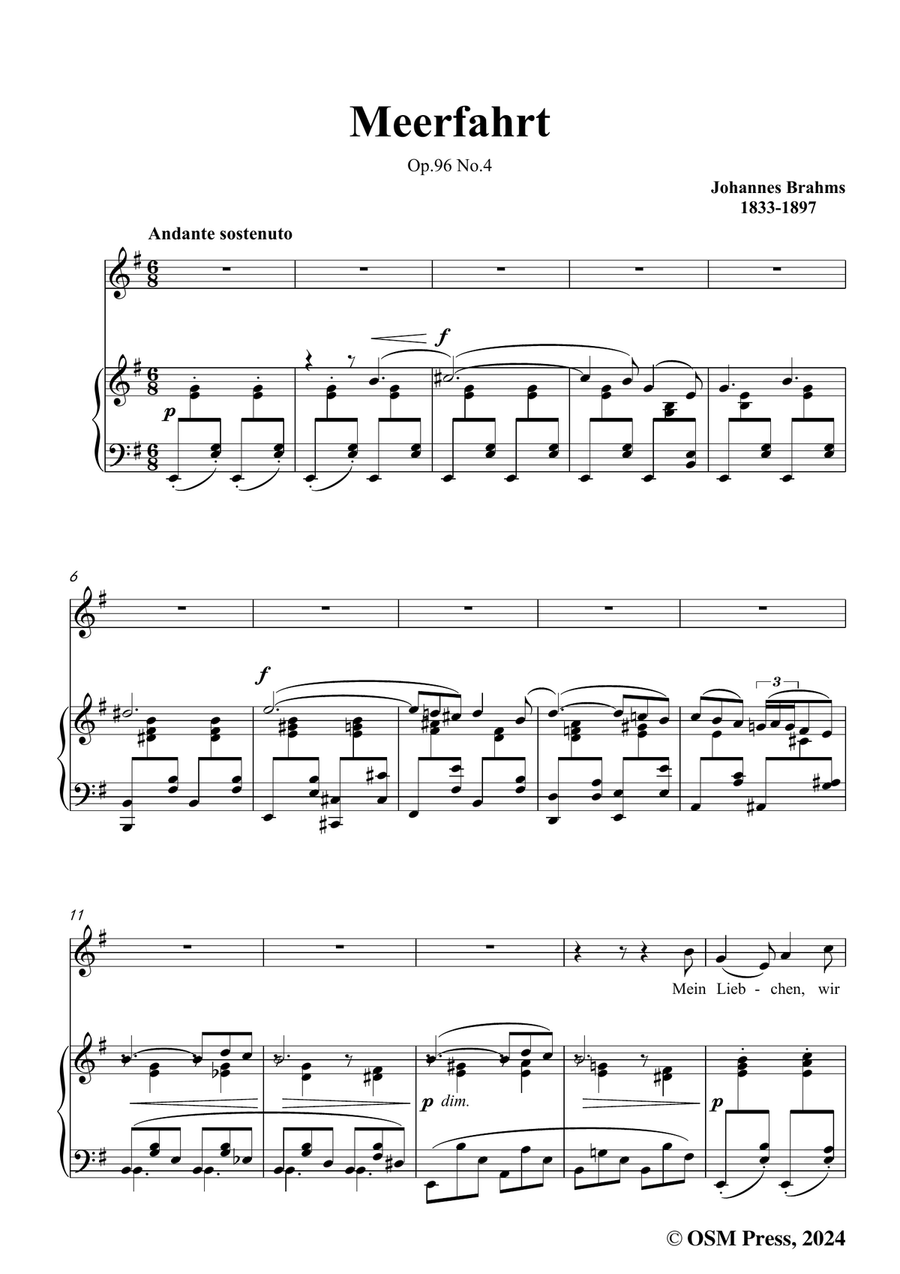 Brahms-Meerfahrt,in e minor Piano, Vocal scores gallery preview page 3