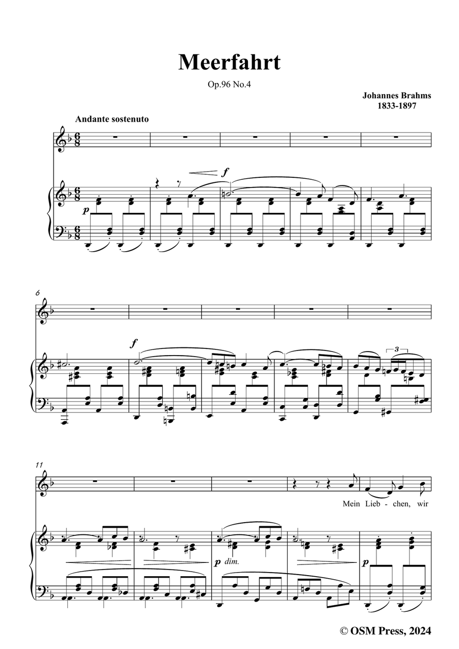 Brahms-Meerfahrt,in d minor Piano, Vocal scores gallery preview page 3