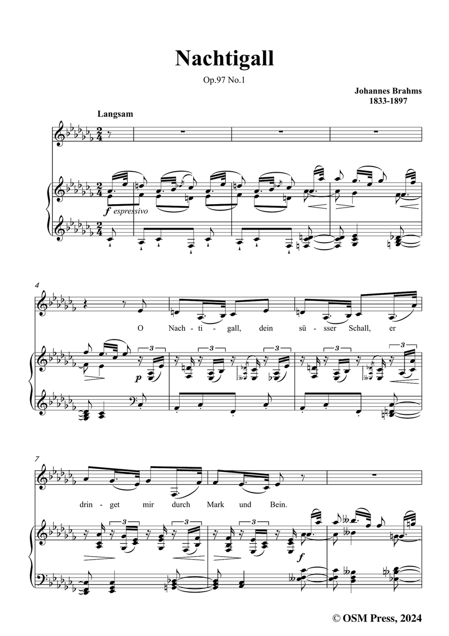 Brahms-Nachtigall,in a flat minor Piano, Vocal scores gallery preview page 3