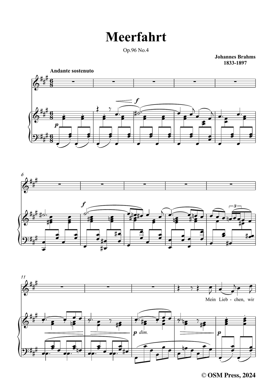 Brahms-Meerfahrt,in f sharp minor Piano, Vocal scores gallery preview page 3