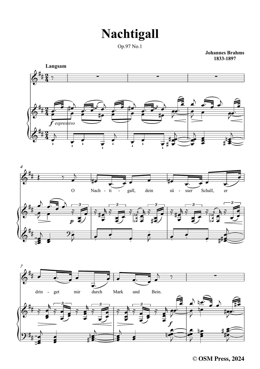 Brahms-Nachtigall,in b minor Piano, Vocal scores gallery preview page 3