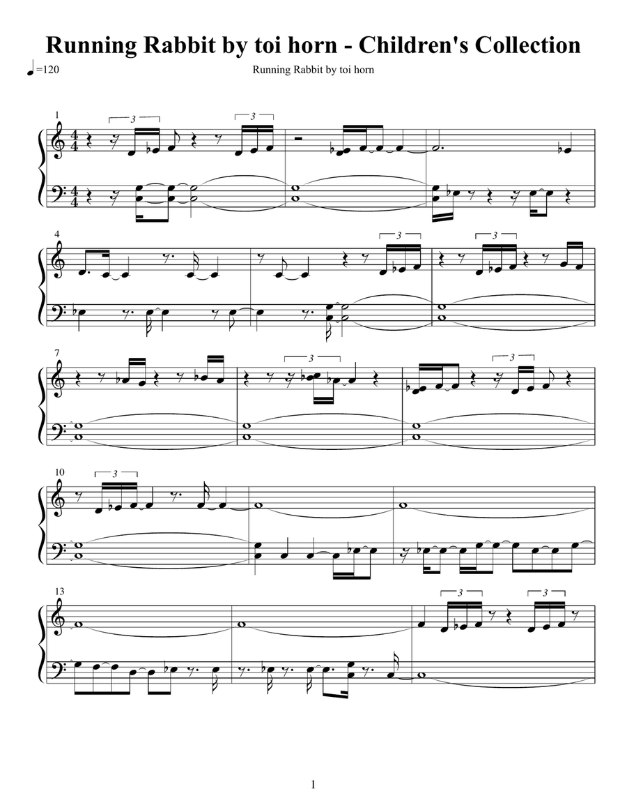Running Rabbit Running Rabbit Piano Solo scores gallery preview page 1