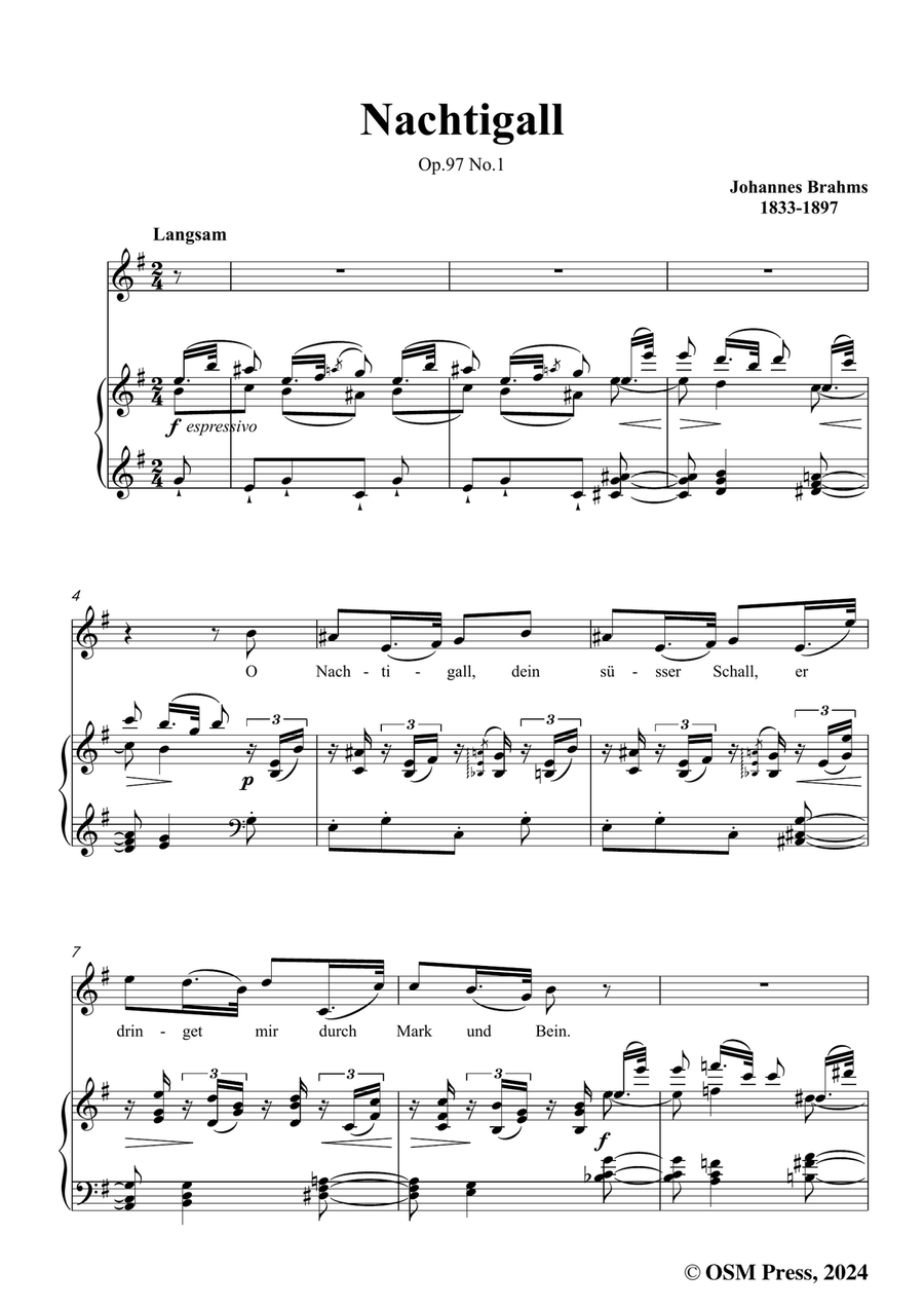 Brahms-Nachtigall,in e minor Piano, Vocal scores gallery preview page 3