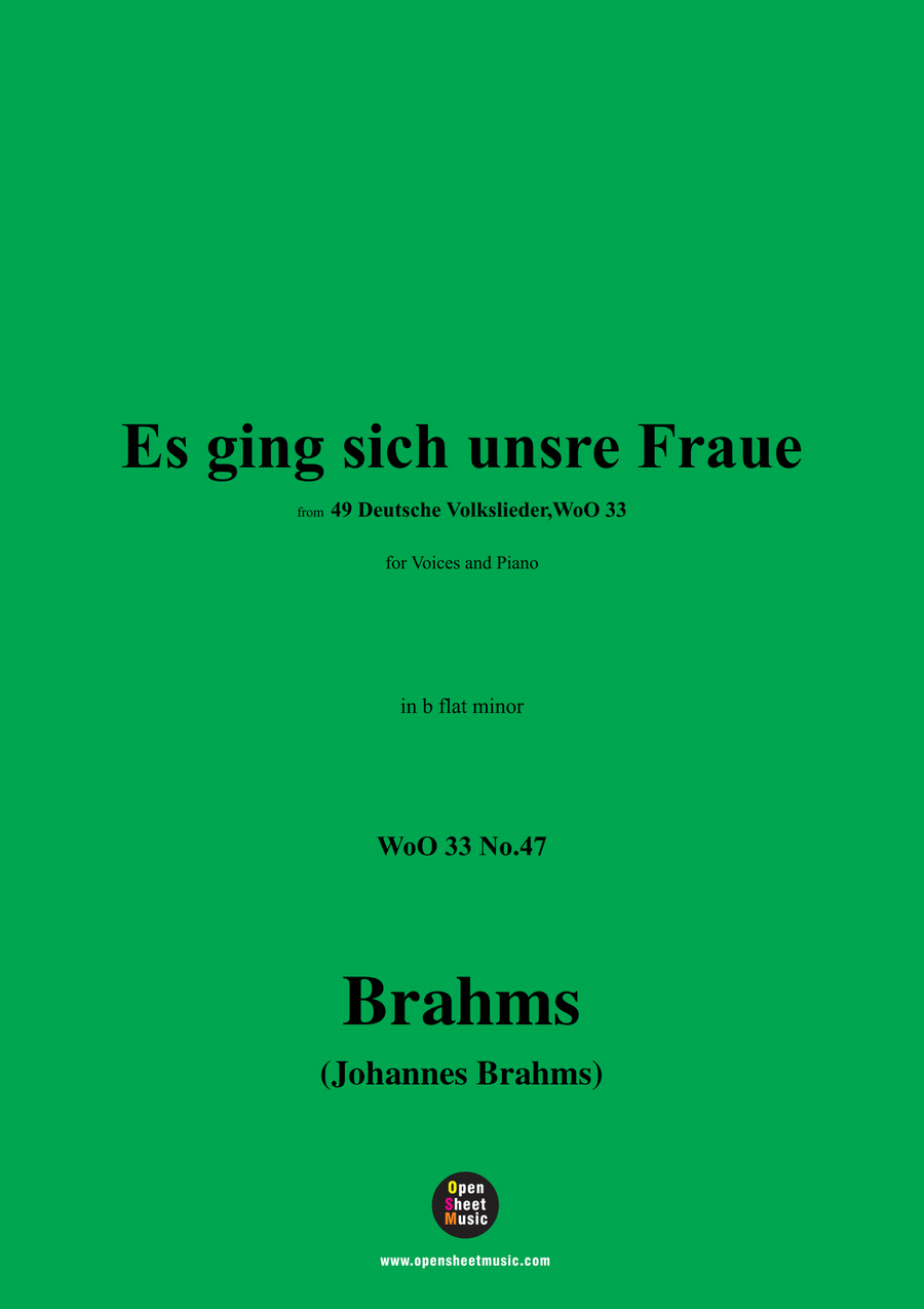 Brahms-Es ging sich unsre Fraue,in b flat minor Piano, Vocal scores gallery preview page 1