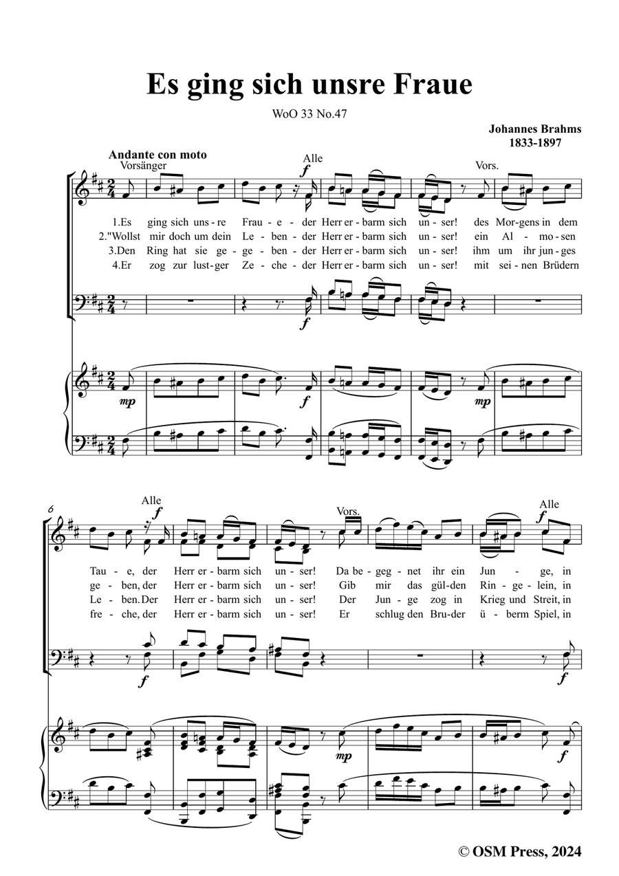 Brahms-Es ging sich unsre Fraue,in b minor Piano, Vocal scores gallery preview page 3