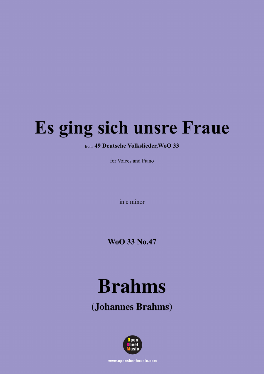 Brahms-Es ging sich unsre Fraue,in c minor Piano, Vocal scores gallery preview page 1
