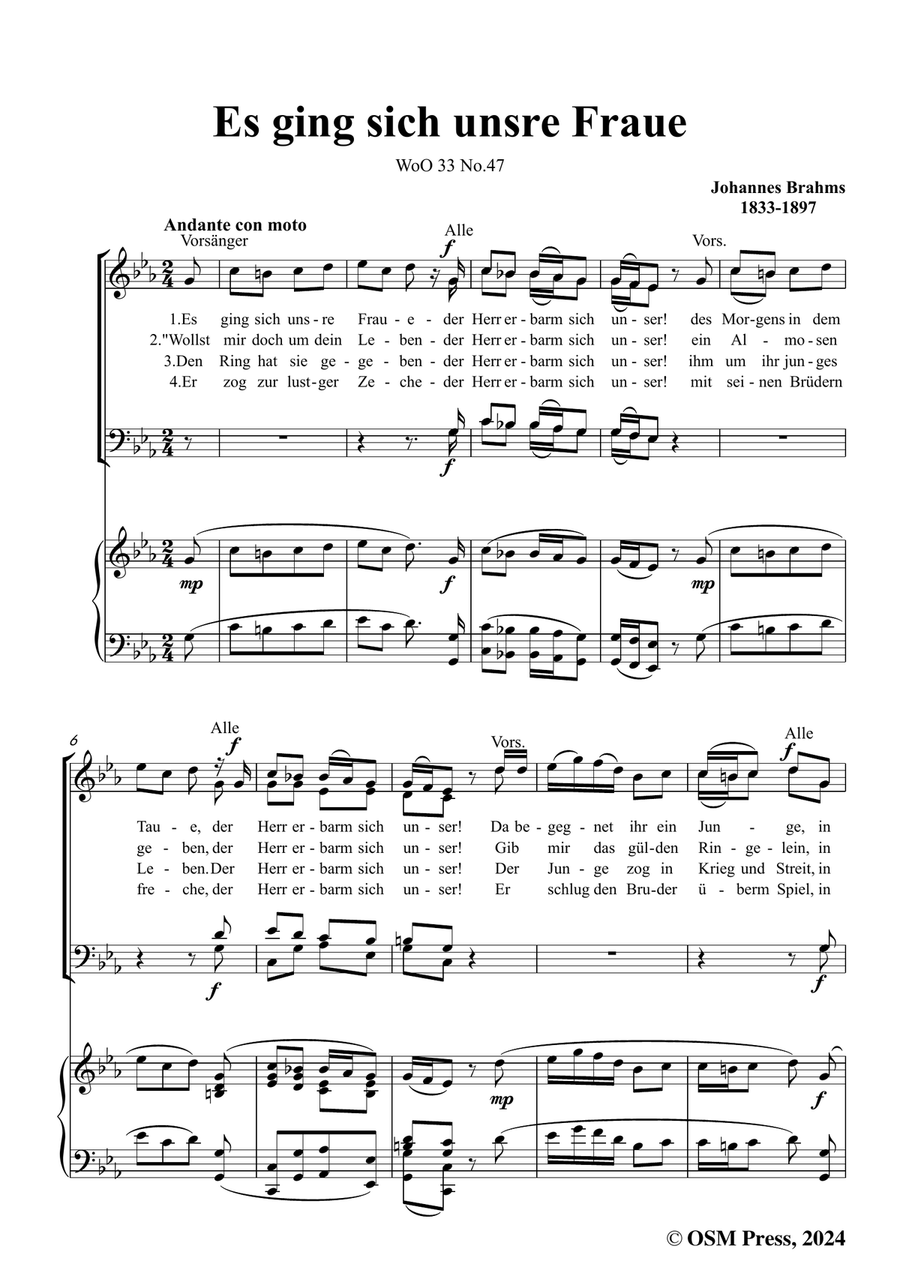 Brahms-Es ging sich unsre Fraue,in c minor Piano, Vocal scores gallery preview page 3