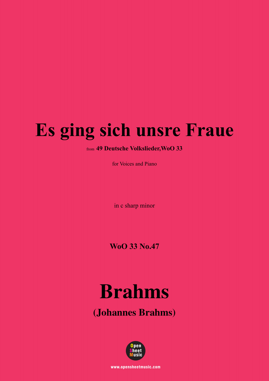 Brahms-Es ging sich unsre Fraue,,in c sharp minor Piano, Vocal scores gallery preview page 1