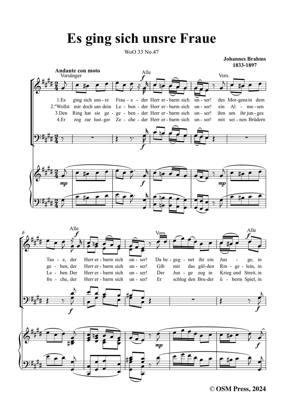 Brahms-Es ging sich unsre Fraue,,in c sharp minor Piano, Vocal scores gallery preview page 3
