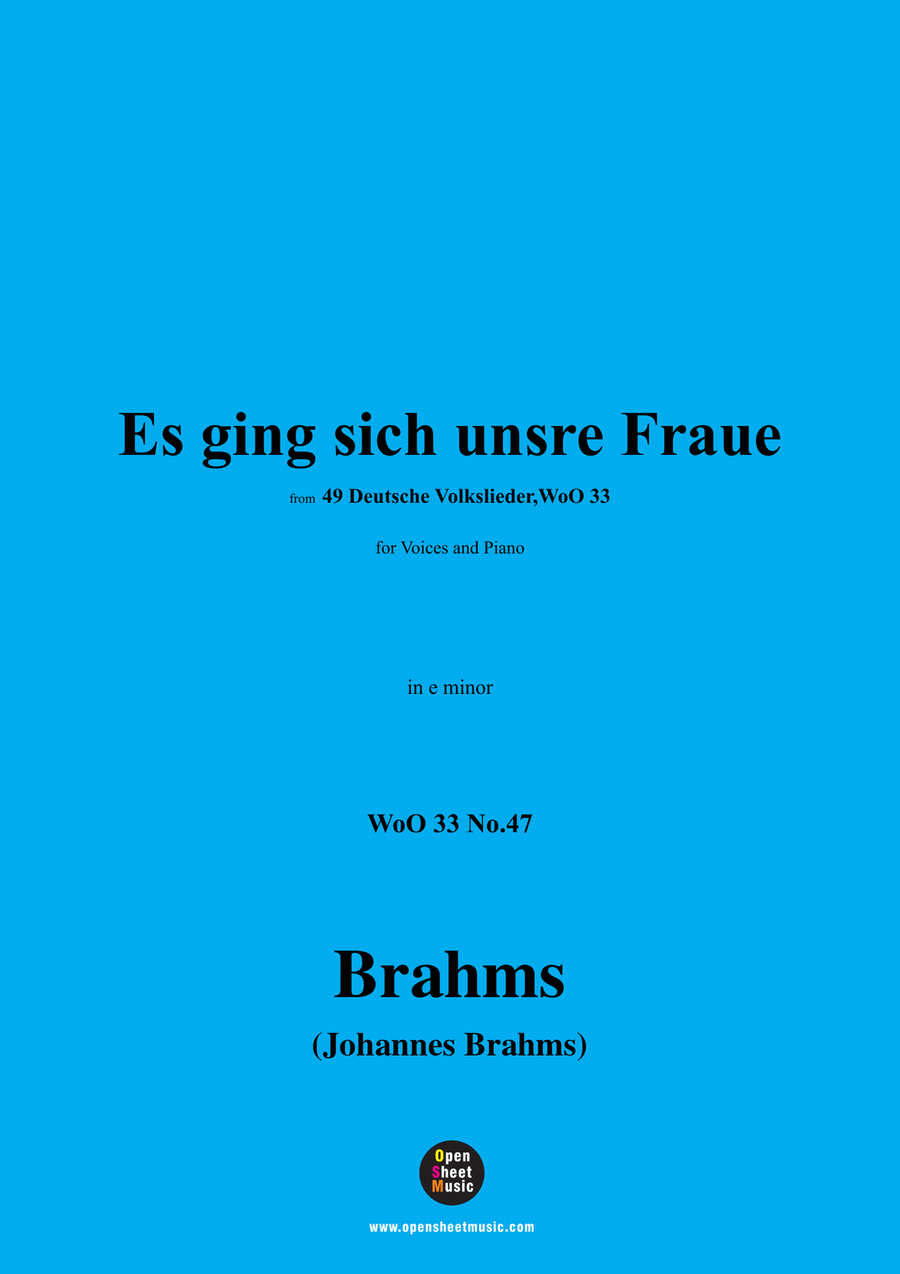 Brahms-Es ging sich unsre Fraue,in e minor Piano, Vocal scores gallery preview page 1