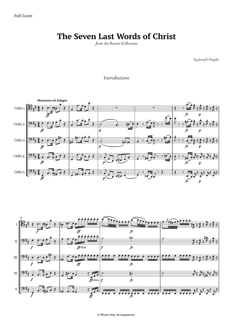 The Seven Last Words of Christ by Haydn for Violoncello Quintet String Quintet scores gallery preview page 1