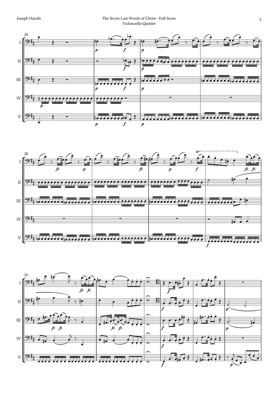 The Seven Last Words of Christ by Haydn for Violoncello Quintet String Quintet scores gallery preview page 3