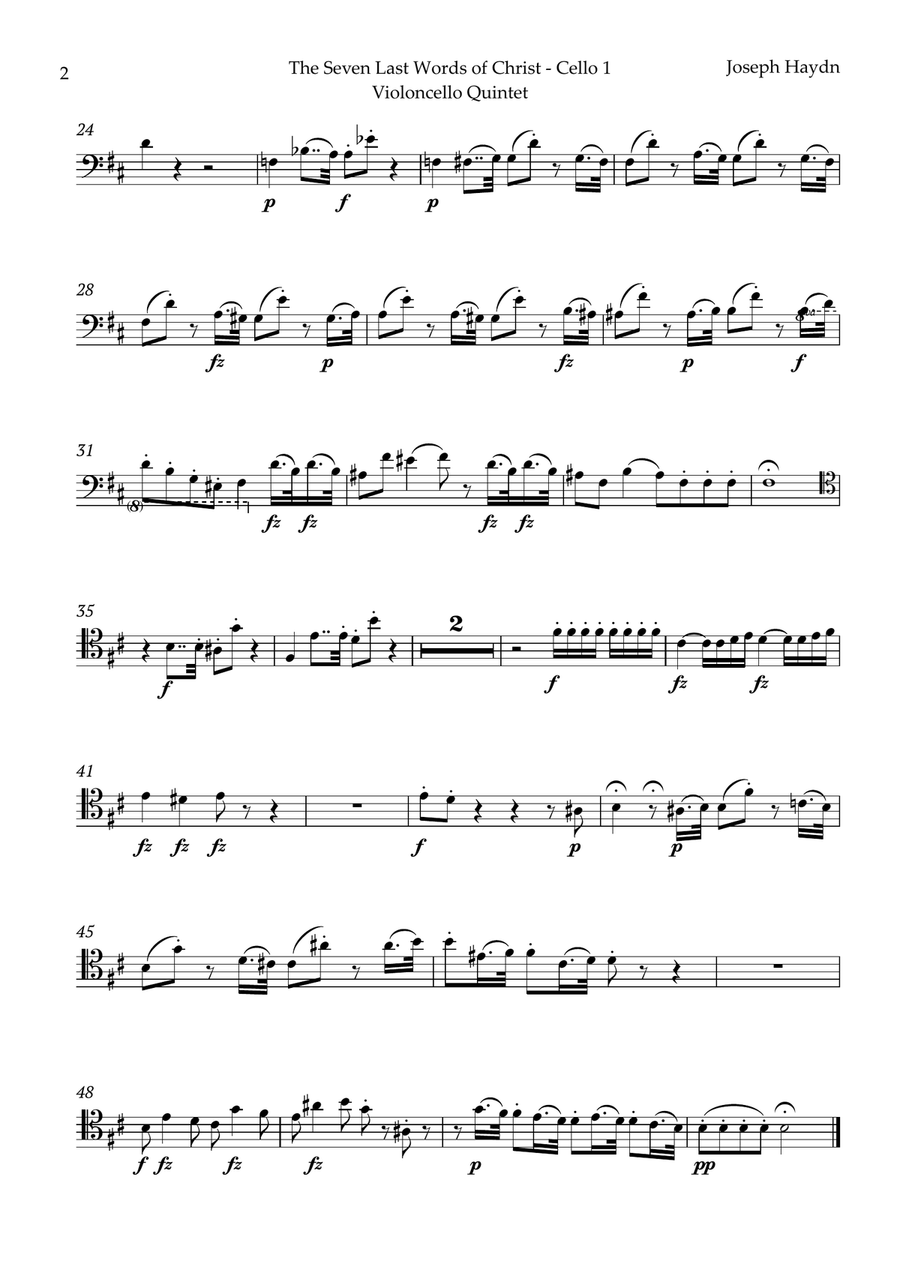 The Seven Last Words of Christ by Haydn for Violoncello Quintet String Quintet scores gallery preview page 6