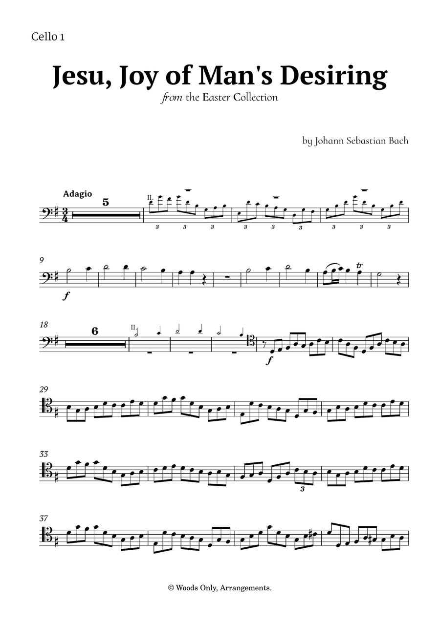 Jesu, Joy of Man's Desiring by Bach for Violoncello Quintet String Quintet scores gallery preview page 6