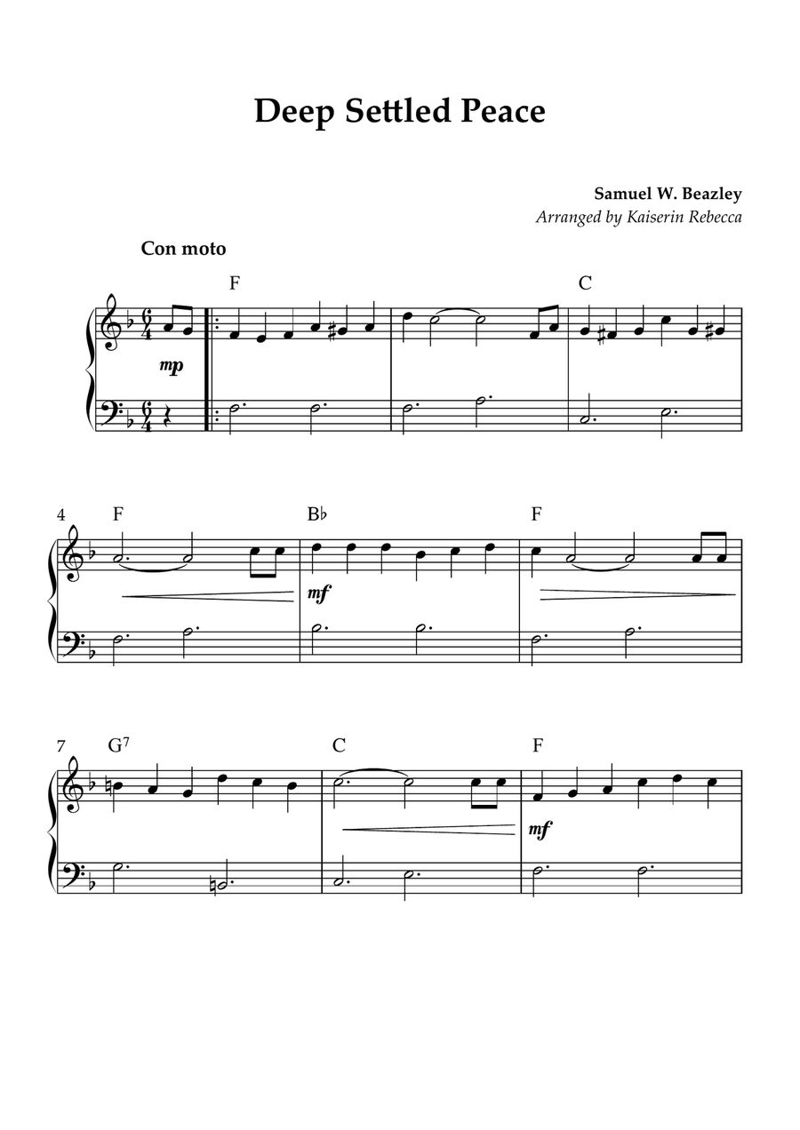 Deep Settled Peace Deep Settled Peace Piano Method scores gallery preview page 1