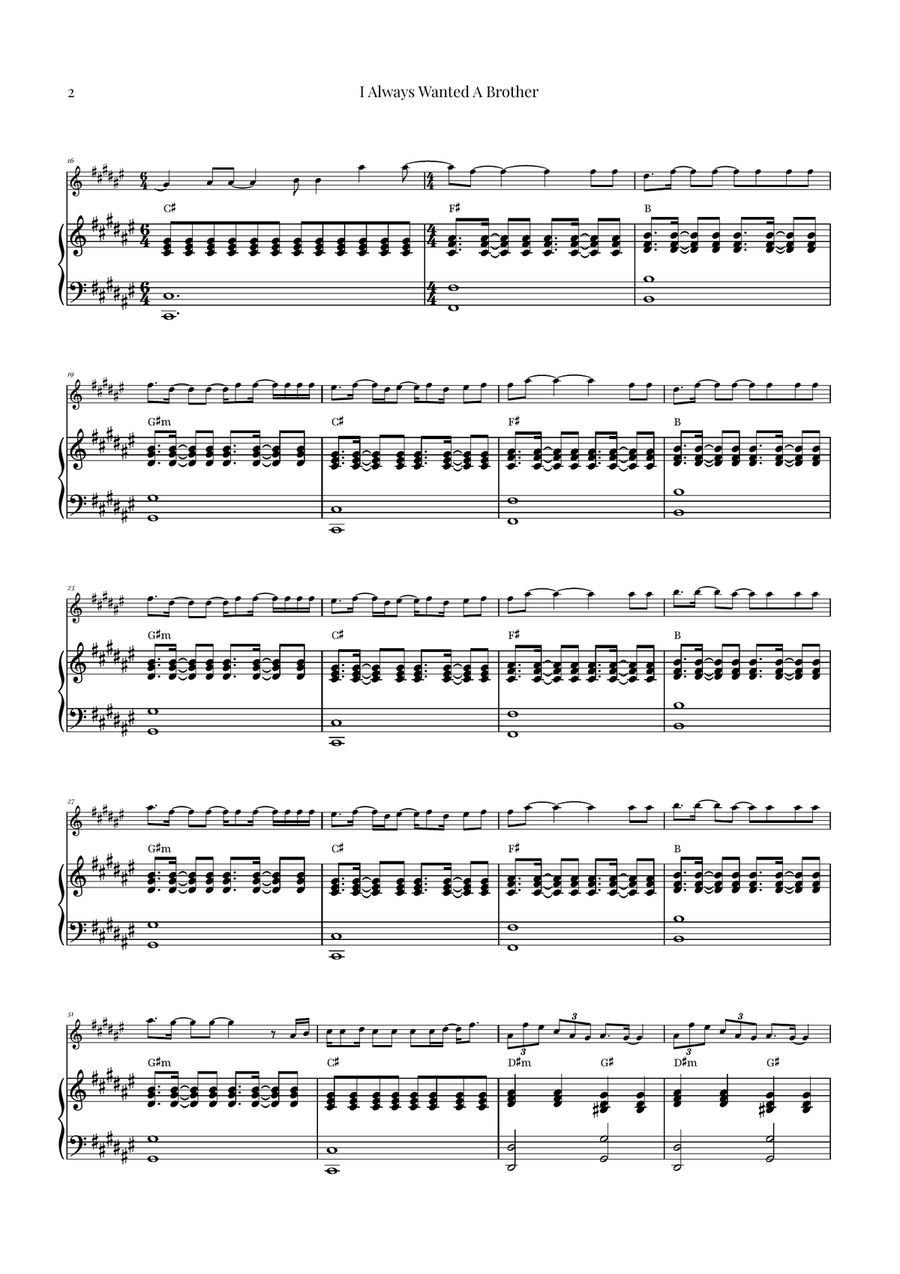 I Always Wanted A Brother Violin Solo scores gallery preview page 2