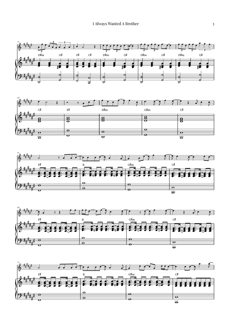 I Always Wanted A Brother Violin Solo scores gallery preview page 3