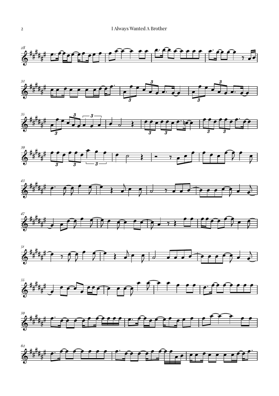 I Always Wanted A Brother Violin Solo scores gallery preview page 2