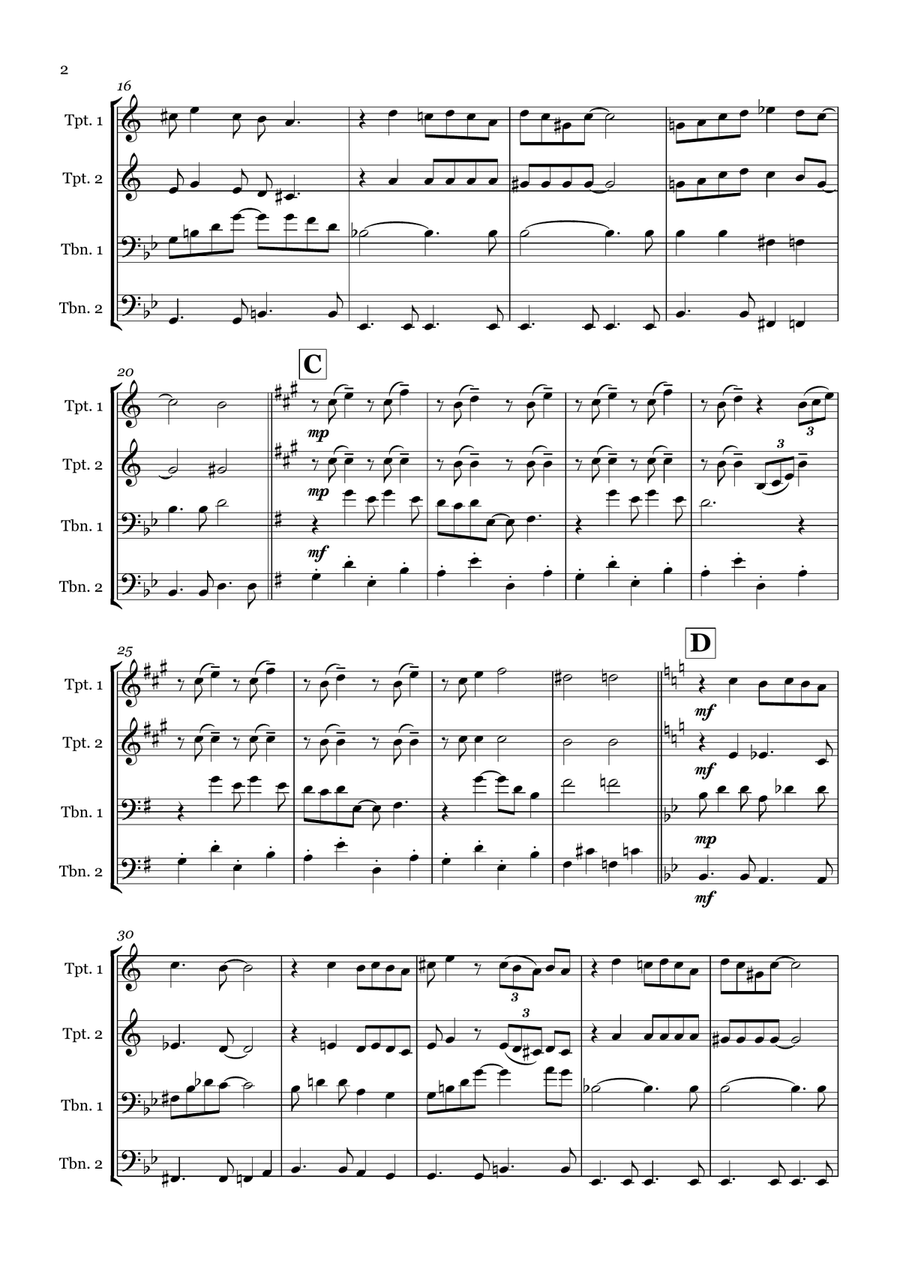 Dream A Little Dream Of Me Brass Quartet scores gallery preview page 2