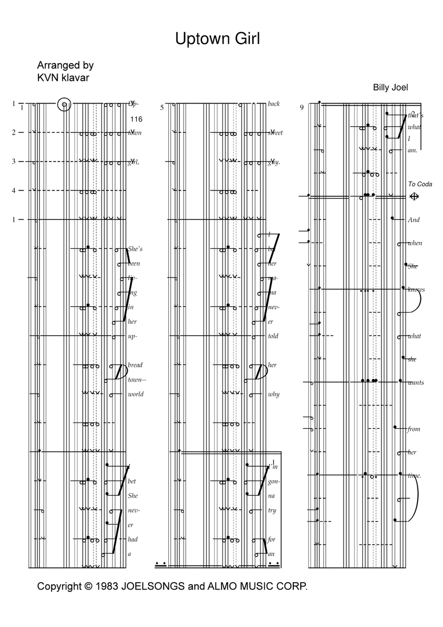 Uptown Girl Uptown Girl Piano, Vocal scores gallery preview page 1