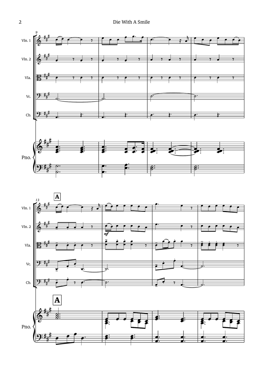 Die With A Smile Die With A Smile String Quintet scores gallery preview page 2