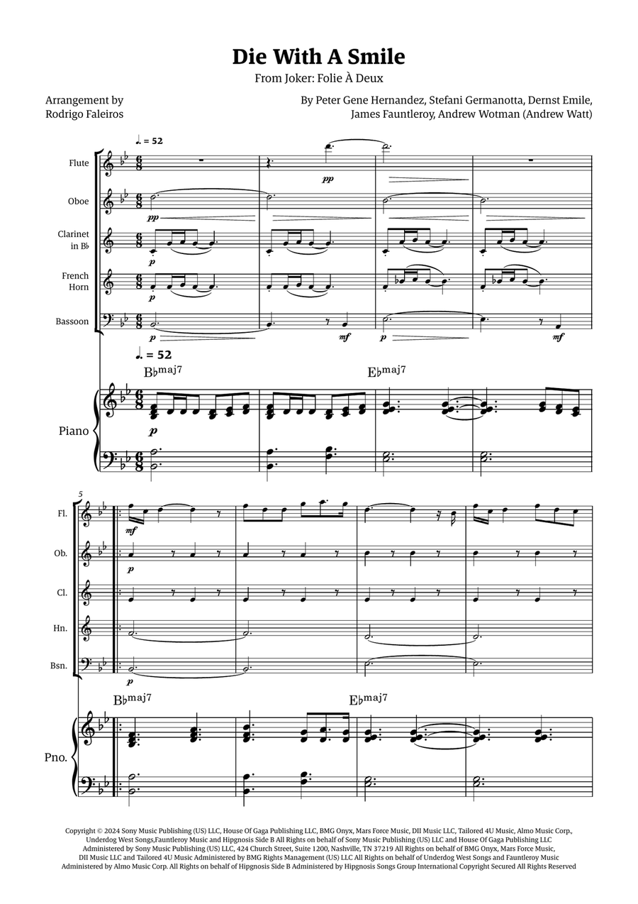 Die With A Smile Die With A Smile Small Ensemble scores gallery preview page 1