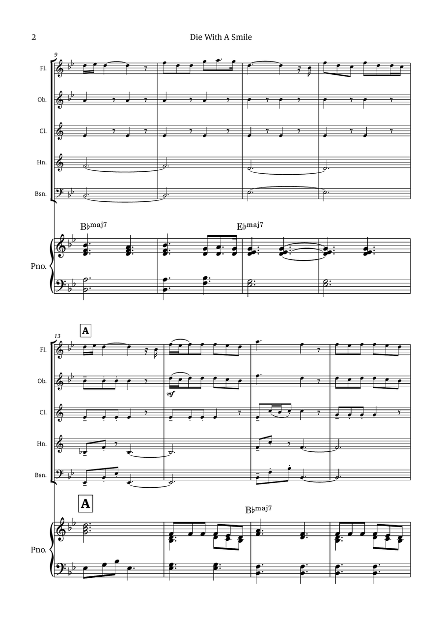 Die With A Smile Die With A Smile Small Ensemble scores gallery preview page 2
