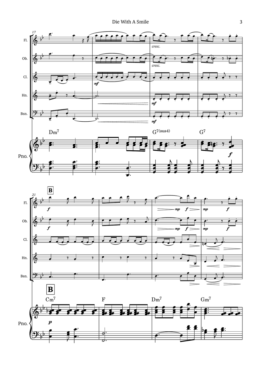 Die With A Smile Die With A Smile Small Ensemble scores gallery preview page 3