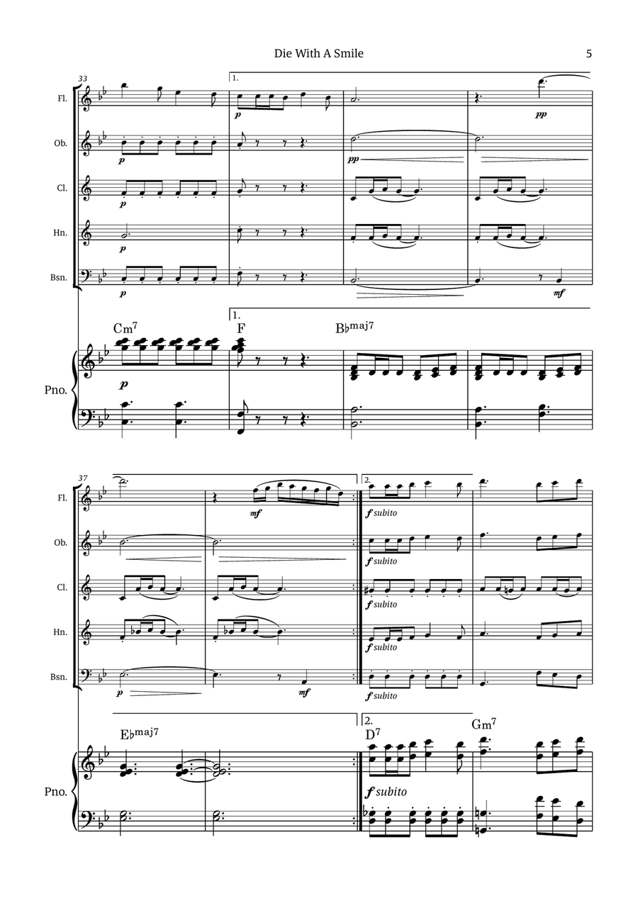 Die With A Smile Die With A Smile Small Ensemble scores gallery preview page 5