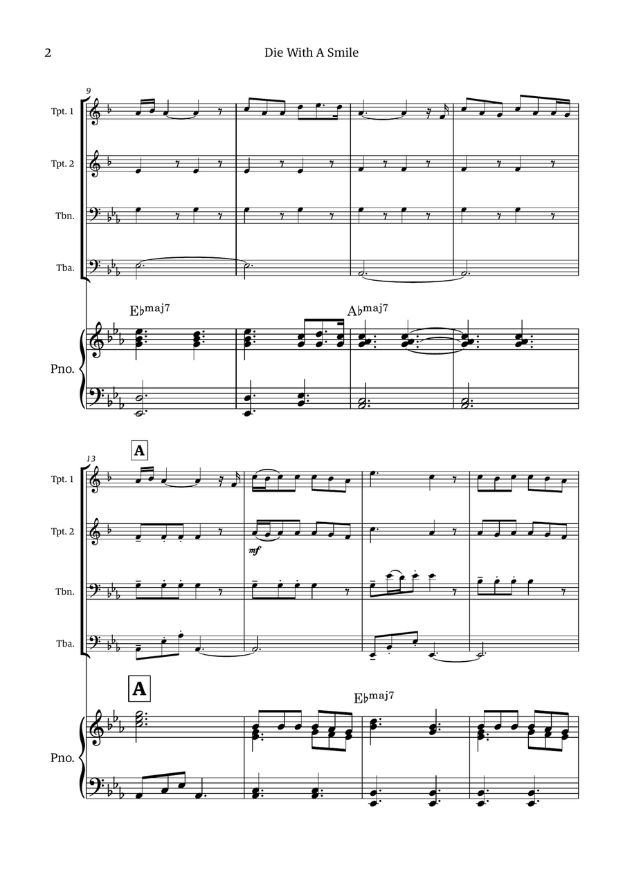Die With A Smile Small Ensemble scores gallery preview page 2