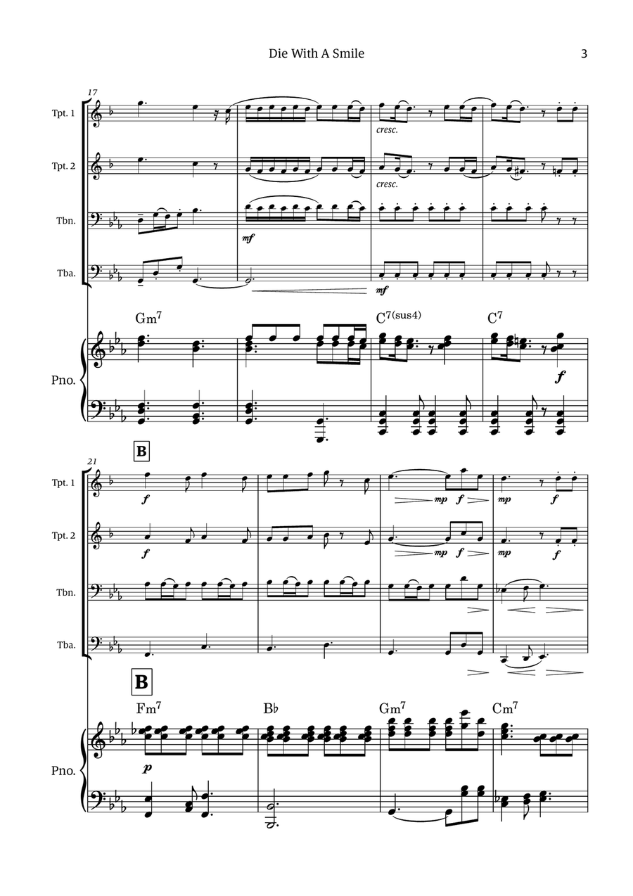 Die With A Smile Small Ensemble scores gallery preview page 3