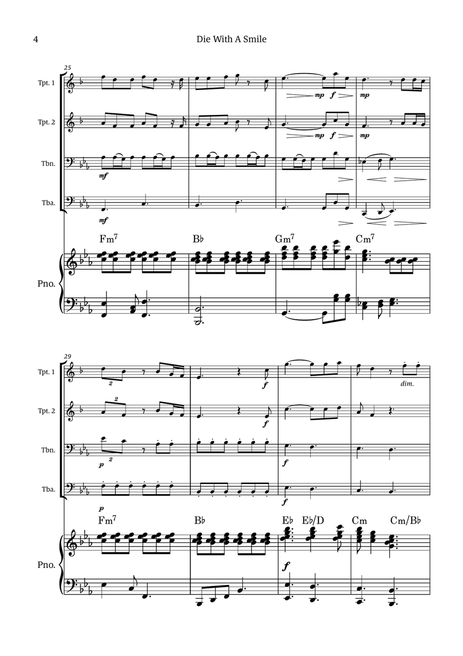 Die With A Smile Small Ensemble scores gallery preview page 4