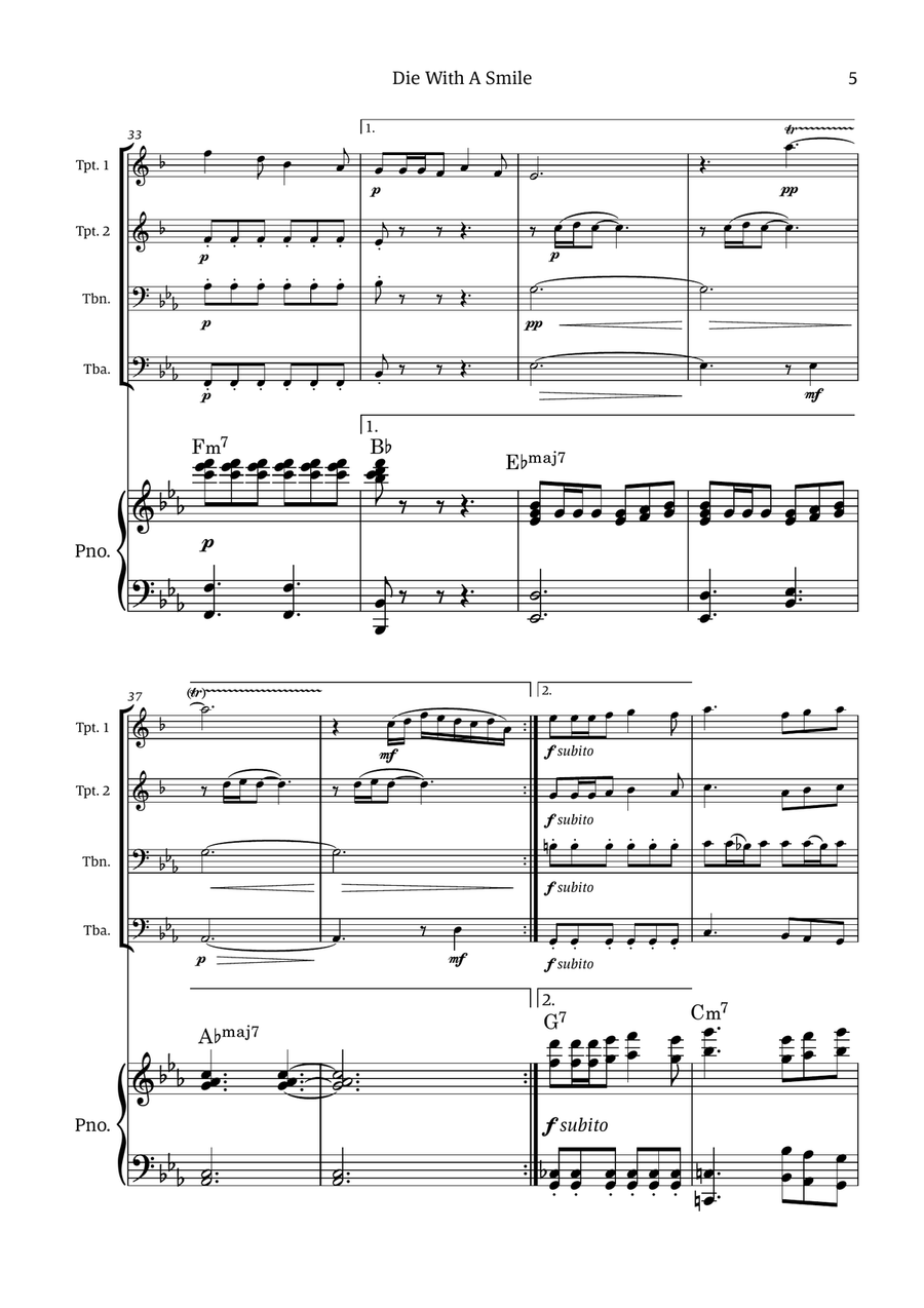 Die With A Smile Small Ensemble scores gallery preview page 5