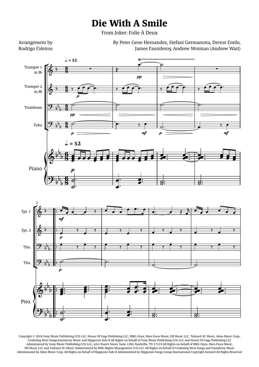 Die With A Smile Small Ensemble scores gallery preview page 1
