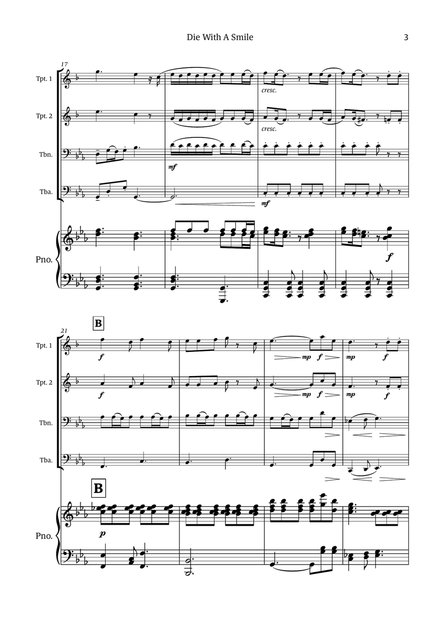 Die With A Smile Small Ensemble scores gallery preview page 3