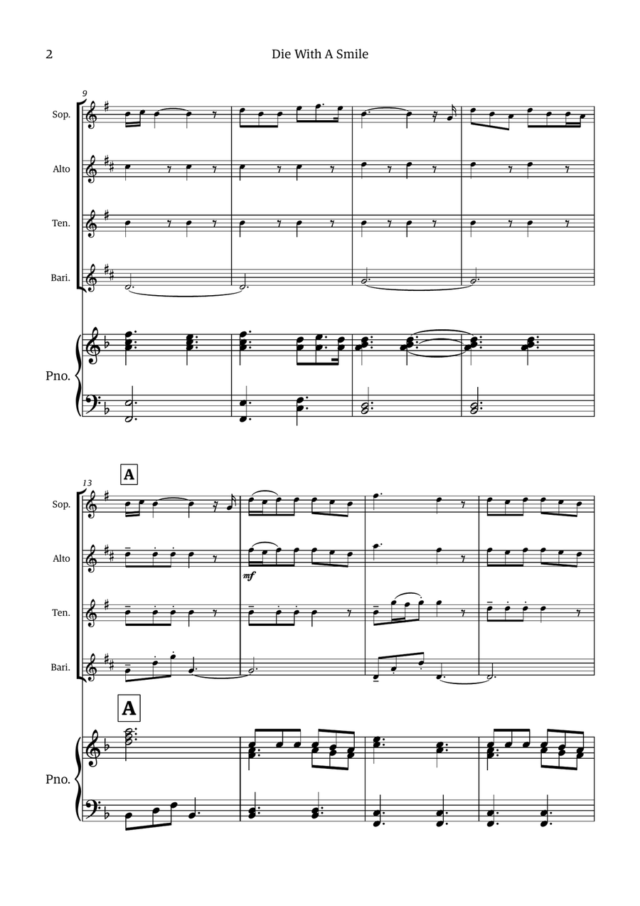 Die With A Smile Die With A Smile Small Ensemble scores gallery preview page 2