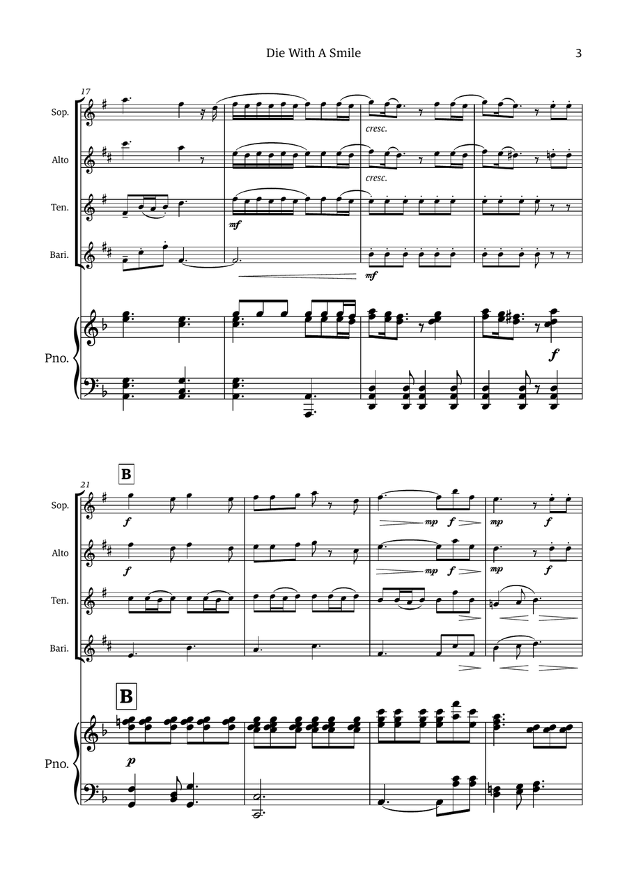 Die With A Smile Die With A Smile Small Ensemble scores gallery preview page 3