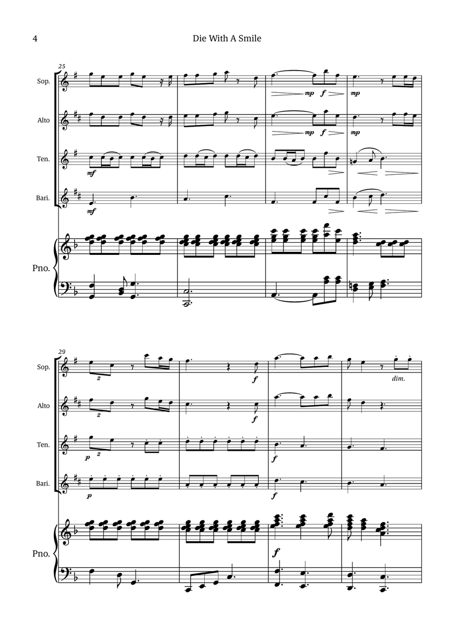 Die With A Smile Die With A Smile Small Ensemble scores gallery preview page 4