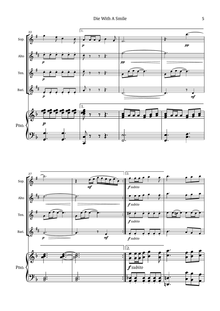 Die With A Smile Die With A Smile Small Ensemble scores gallery preview page 5