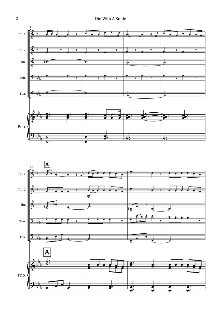 Die With A Smile Die With A Smile Small Ensemble scores gallery preview page 2