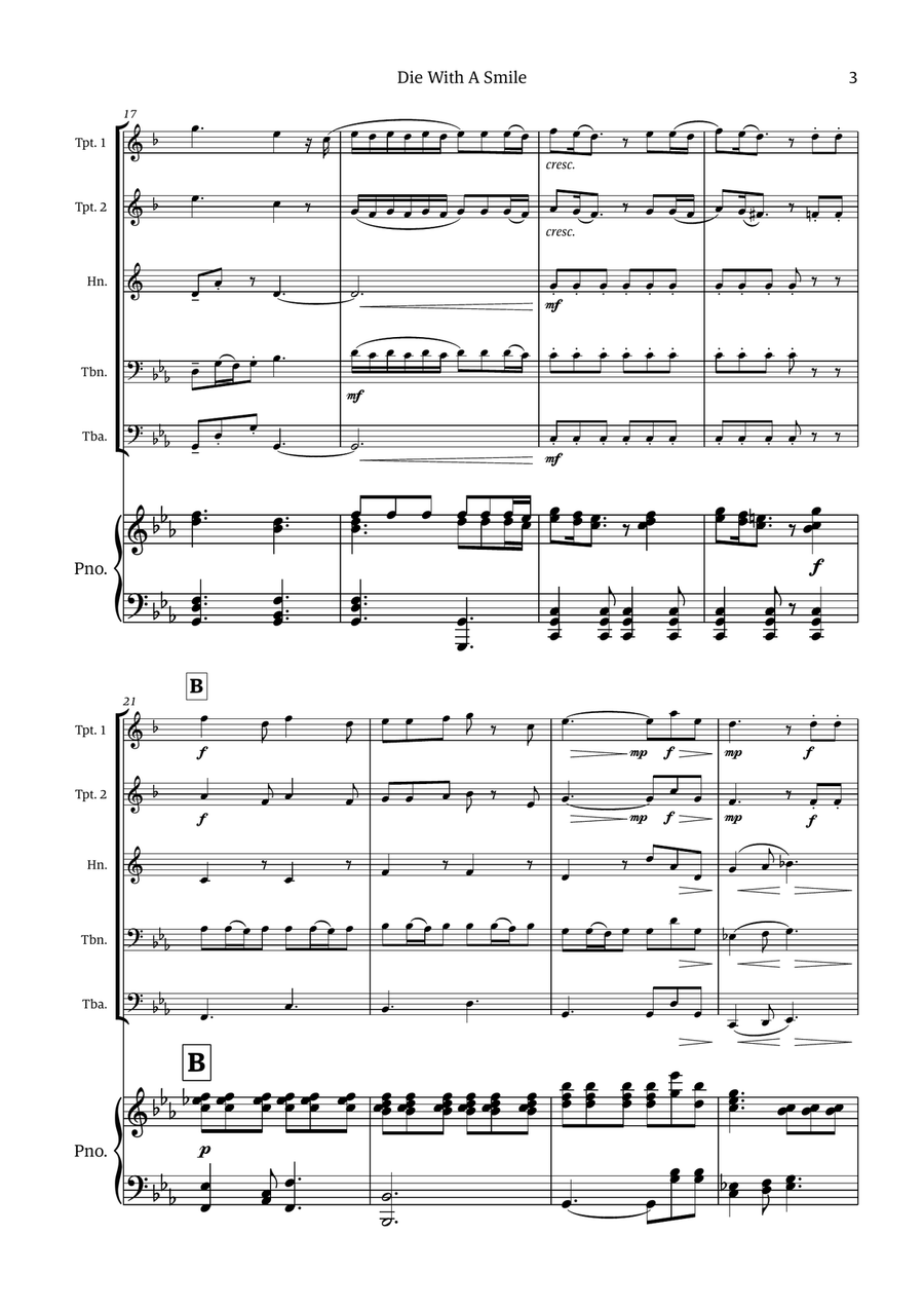 Die With A Smile Die With A Smile Small Ensemble scores gallery preview page 3