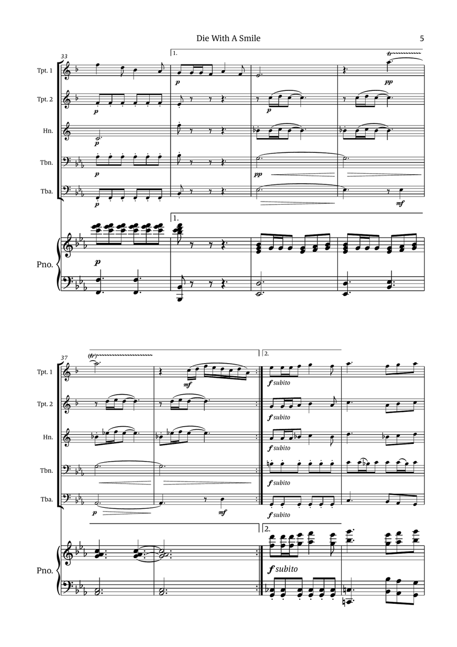 Die With A Smile Die With A Smile Small Ensemble scores gallery preview page 5