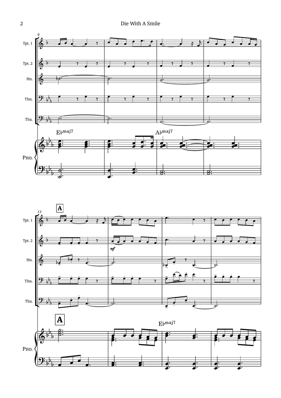 Die With A Smile Die With A Smile Small Ensemble scores gallery preview page 2