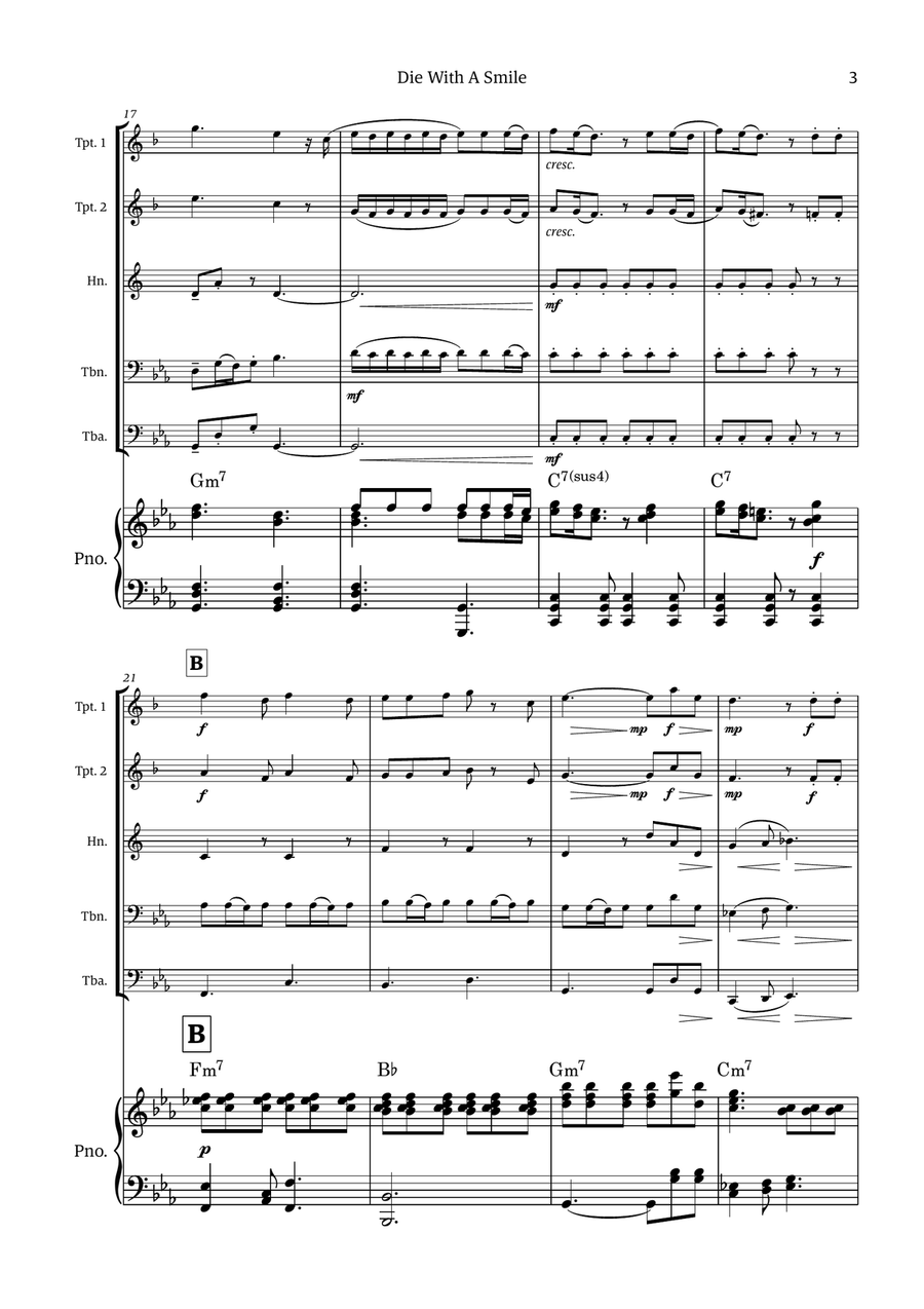 Die With A Smile Die With A Smile Small Ensemble scores gallery preview page 3