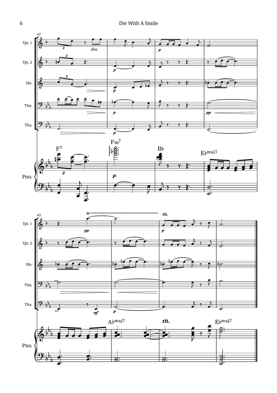 Die With A Smile Die With A Smile Small Ensemble scores gallery preview page 6