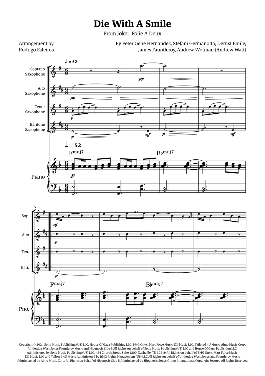 Die With A Smile Die With A Smile Small Ensemble scores gallery preview page 1